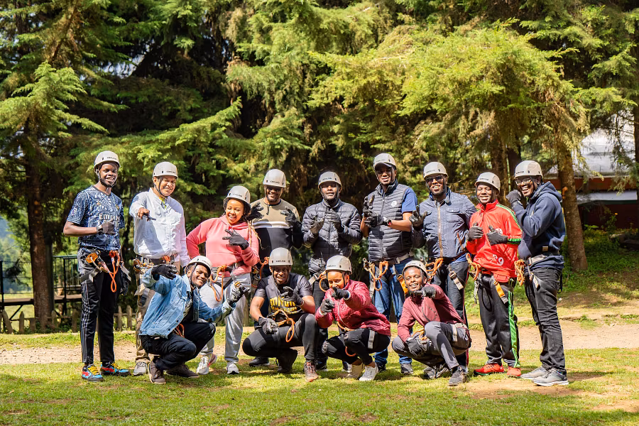 Corporate team celebrating success