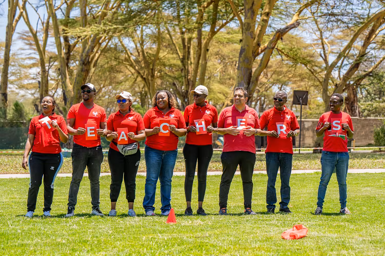 Corporate team celebrating success